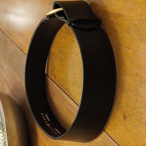 Suzi Roher Black Crocodile Leather Belt with Gold Accent